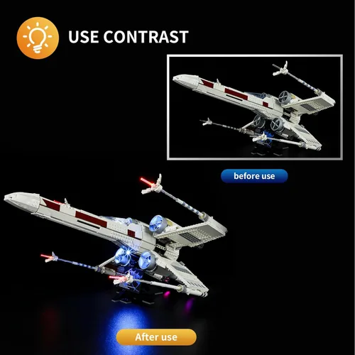 Vista 4 de Vaodest Luz LED para Lego 75355 Star Wars X-Wing Starfighter, diseño y configuración compatible con el modelo 75355