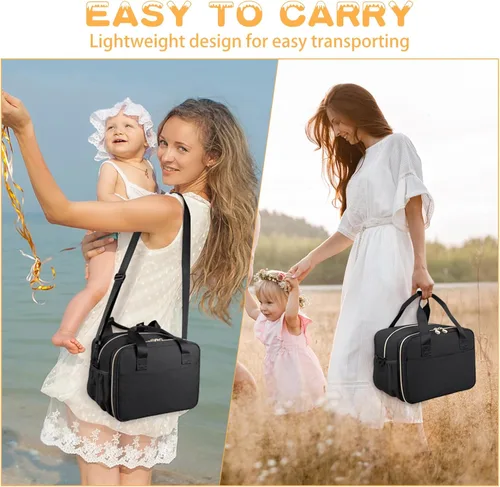 Vista 5 de OCKLILY Bolsa de extracción de leche portátil, bolsas enfriadoras de leche materna con compartimento aislado y alfombrilla impermeable, bolsa