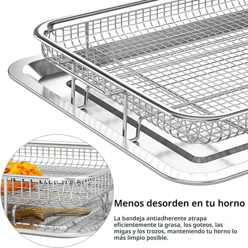 Vista 4 de Cesta para Freidora de Aire para Horno, OPENICE Bandeja y Sartén Grande de Freidora de Aire de 15.6" x 11.6" con 30 Piezas de Papeles de Pergamino