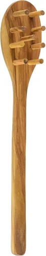 Vista 5 de Eddington - Servidor de ensalada italiano de madera de olivo, hecho a mano en Europa, juego de 2 piezas, 13 pulgadas