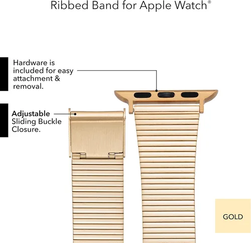 Vista 22 de Anne Klein Correa de acero inoxidable para Apple Watch, segura, ajustable, correa de repuesto para Apple Watch, se adapta a la mayoría de muñecas