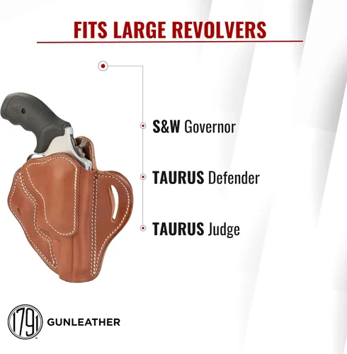 Vista 3 de 1791 GUNLEATHER Funda Taurus Judge - Funda de cuero para revólver OWB para pistolas de marco Z - Para diestros - Se ajusta a S&W Governor, Taurus