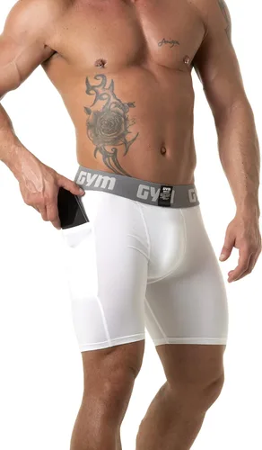 Vista 5 de GYM Pantalones cortos de compresión con bolsillo para teléfono