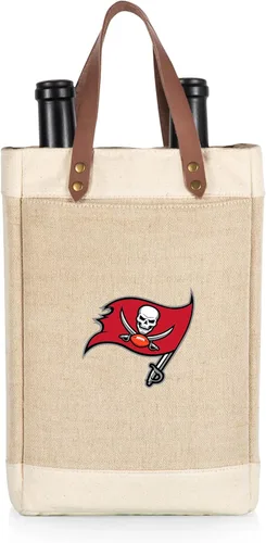 Vista 19 de PICNIC TIME NFL Pinot - Jute 2 Bottle Insulated Wine Bag - Wine Tote Bag - Wine Gift Bag, (Beige)