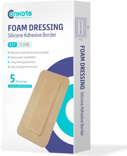 Vista 8 de Conkote Apósitos de espuma de silicona de 2 x 2 pulgadas, vendajes grandes para el cuidado de heridas, caja de 10 apósitos