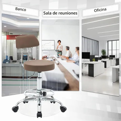 Vista 7 de FIRAVOE Silla de dibujo de oficina (taburete de oficina rodante) (reposapiés de altura ajustable, silla de masaje de 19.5 a 26.6 pulgadas), taburete