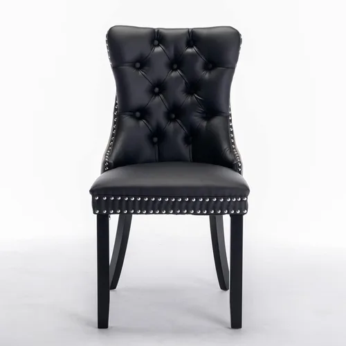 Vista 78 de Juego de 2 sillas de comedor modernas para sala de estar, cocina, patas de madera maciza, cojín acolchado de tela de lino, asiento y respaldo