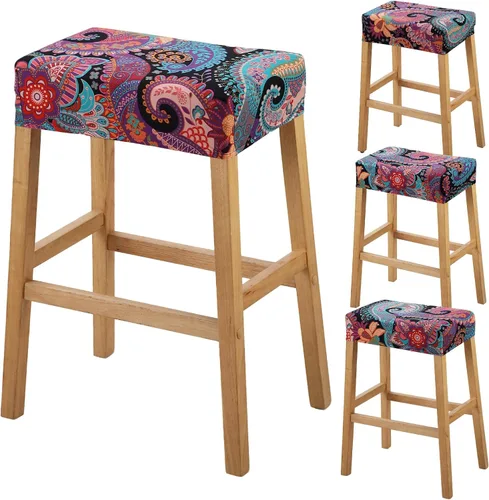 Vista 70 de YISUN Fundas de taburete rectangulares, paquete de 2 fundas elásticas impermeables para asiento de silla de montar, taburetes de bar, sillas de bar