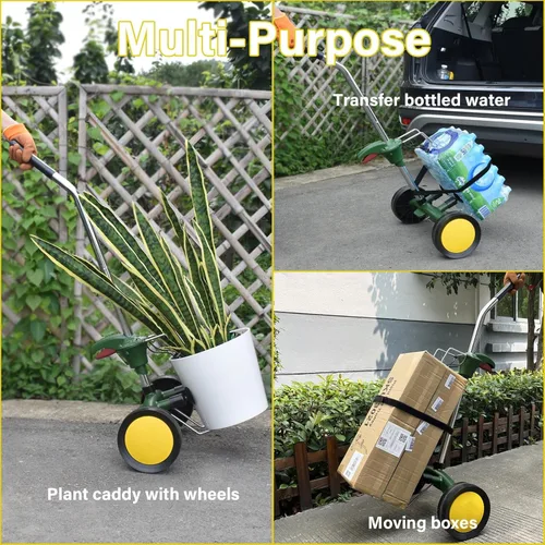 Vista 5 de Carrito para Plantas Rodante con Ruedas Resistente, Brazo de Agarre Ajustable Rodillos para Plantas de Exterior, Se Adapta a Macetas de 8" a 30