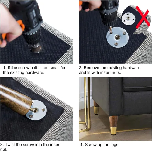 Vista 5 de ALAMHI Juego de 4 patas de madera para muebles de 3 pulgadas, patas redondas para sofá, patas modernas de mediados de siglo, patas de repuesto de 3