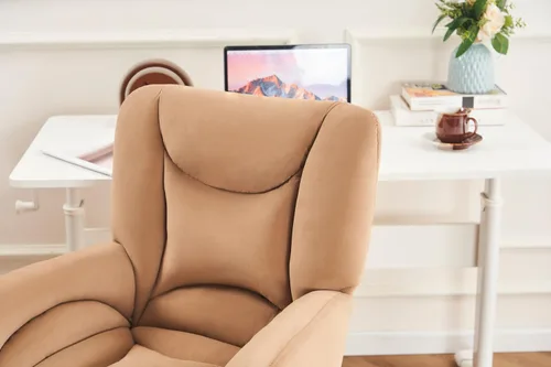 Vista 3 de Velvet Swivel Desk Chair with Gold Base - 360° Rotating Office Chair with Ergonomic Tufted Backrest, Thick Sponge Cushion & Universal Wheels for
