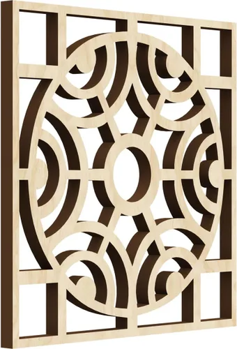 Vista 14 de 11 3/8"W x 11 3/8"H x 1/4"T Small Walton Decorative Fretwork Wood Wall Panels, Hickory