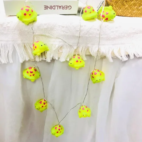 Vista 6 de Guirnalda de luces nocturnas de tortuga de 5.4 ft, funciona con pilas, 10 luces LED para niños, dormitorio, hogar, fiesta, cumpleaños, decoración