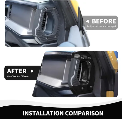 Vista 5 de RAZPOY Cubierta para manija lateral de consola central compatible con accesorios interiores Ford Bronco 2021-2024, color negro