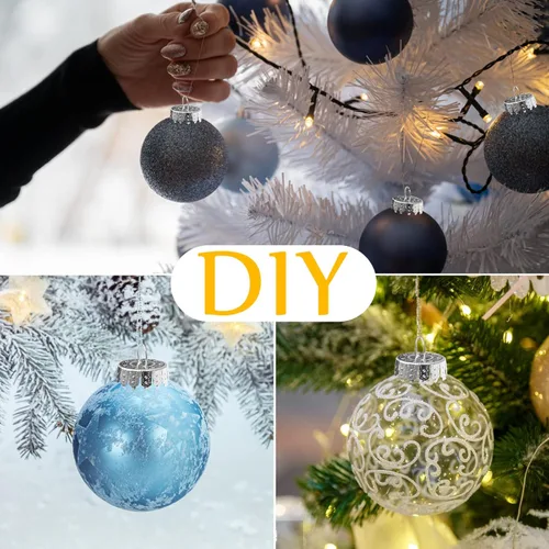 Vista 4 de 12 piezas de 60 mm Adornos de bolas de Navidad transparentes de plástico, 2.36'' redondas, de plástico transparente rellenables, DIY