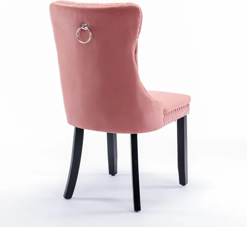 Vista 28 de Juego de 2 sillas de comedor modernas para sala de estar, cocina, patas de madera maciza, cojín acolchado de tela de lino, asiento y respaldo
