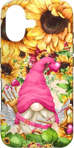 Valentines Gnome in Cupid Costume for Women with Sunflower Case for iPhone 17
