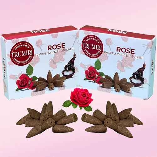 Vista 8 de Conos de incienso de reflujo de rosas, 20 conos de incienso en cascada en total, paquete doble de 10 conos de incienso de reflujo, conos de incienso