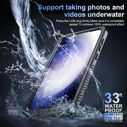 Vista 3 de Temdan Funda para Samsung Galaxy S23, Impermeable con Protector de Lente y Pantalla Incorporado [Cuerpo Completo Resistente a Golpes][Resistente a