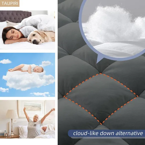Vista 3 de Tauripi - Funda para colchón con bolsillo profundo (8-21 pulgadas) - funda de algodón acolchado - cojín de enfriamiento -Funda de colchón ajustable