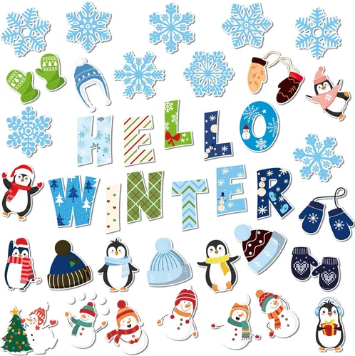 Vista 17 de Juego de 68 piezas de decoración de borde de boletín navideño para el aula, recortes de Navidad, pan de jengibre navideño, dulces, decoraciones
