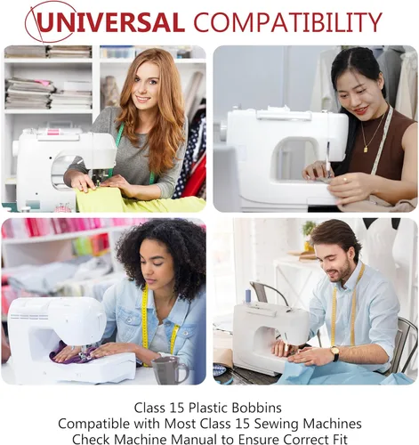 Vista 5 de 12 piezas de bobinas para máquina de coser - Bobina de clase premium 15 - Compatible con accesorios de máquina de coser Singer - Bobinas de plástico