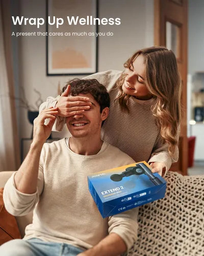 Vista 2 de RENPHO Pistola de masaje con ángulos ajustables y mango de extensión, masajeador de espalda de mano, masajeador muscular de percusión de tejido