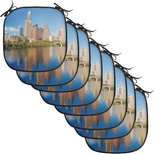 Vista 95 de Lunarable American Chair Cushion Pad, Massachusetts Flagg Holds a Bow and Pointing Downward Arrow, Seat Padding for Kitchen & Patio with Anti-Slip