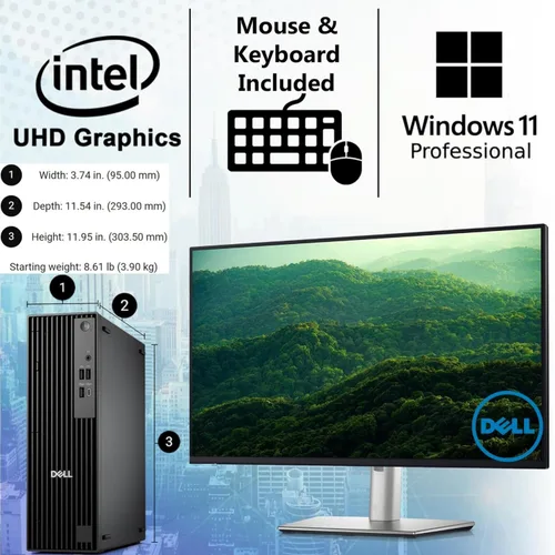 Vista 5 de Dell Escritorio Pro Slim QCS1250 SFF (nueva versión OptiPlex), 14ª generación i7-14700K (20 núcleos, hasta 5.6 GHz), 32 GB DDR5 RAM, 1 TB PCIe SSD