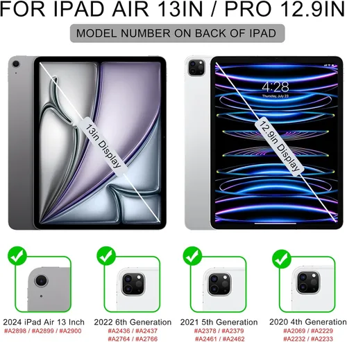 Vista 2 de Soke Funda para iPad Air de 13 pulgadas M3/M2 (2025/2024) y iPad Pro de 12.9 pulgadas 6ª/5ª (2022/2021) con soporte para lápices