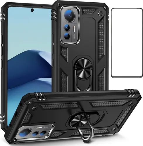 Vista 84 de Funda para Xiaomi POCO X3 NFC /X3 Pro con protector de pantalla, armadura de protección militar híbrida resistente a prueba de golpes, funda Negro