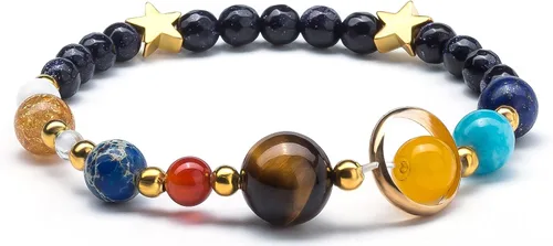 Vista 8 de Fesciory Solar System Bracelet for Women, Universe Galaxy Beaded Jewelry Azul 1