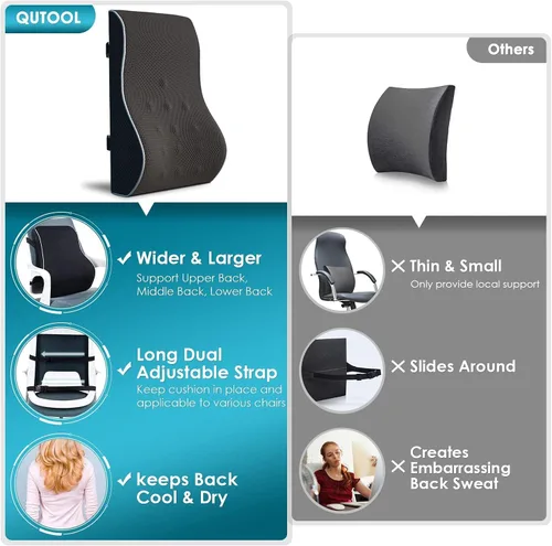 Vista 5 de QUTOOL Cojín de asiento y almohada de apoyo lumbar