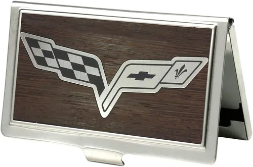 Vista 12 de Portatarjetas de visita 1965 Chevrolet Bowtie Negro Blanco Pequeño