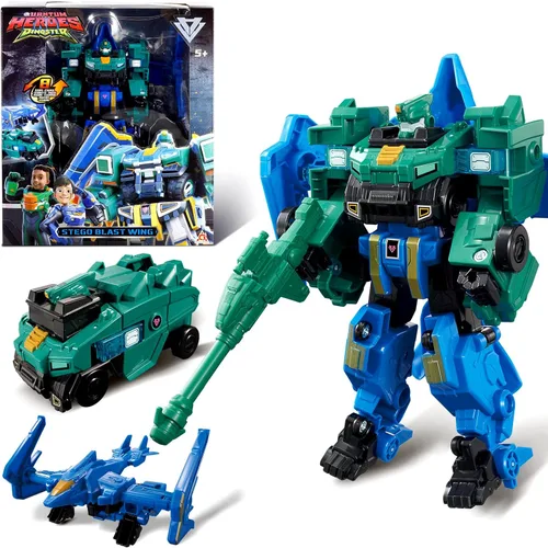 Vista 7 de QUANTUM HEROES DINOSTER Robot transformable 3 en 1 Mosa Storm, 8.66 pulgadas, juguetes para niños, juguetes transformables carrito y robot