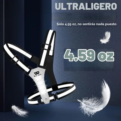 Vista 8 de West Biking Chaleco ligero para correr – Equipo reflectante LED para correr para caminar por la noche, chaleco de correr recargable de alta Negro