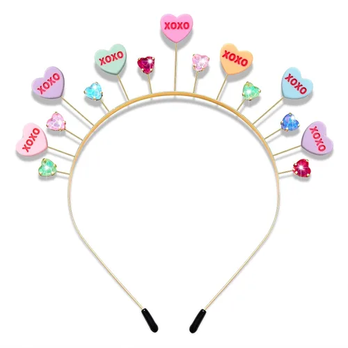 Vista 11 de PHALIN Diademas para el día de San Valentín para mujer, esmaltadas, para el día de San Valentín, diademas para el cabello, dulces festividades