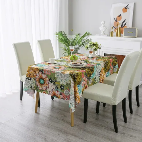 Vista 2 de HMS Happy Memories Mantel de diseño original con impresión artística de dibujo a mano, lavable, resistente al agua, de microfibra, decorativa