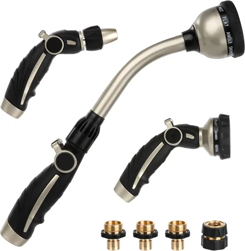 Vista 2 de RESTMO Combo de riego de jardín, rociador de manguera resistente, varita de manguera de metal, boquilla de manguera de alta presión, control