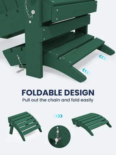 Vista 5 de KINGYES Otomana Adirondack plegable para silla Adirondack, color verde
