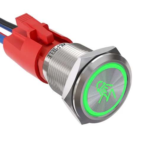 Vista 12 de APIELE Interruptor de botón de presión para barra de luz LED, encendido/apagado SPST, acero inoxidable, 10A, 12V, 24VDC, precableado, 19mm, 0.74