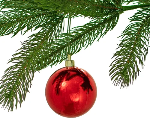 Vista 2 de Adornos de bolas de Navidad de plástico rojo brillante, decoraciones colgantes irrompibles para interior/exterior (70 mm)