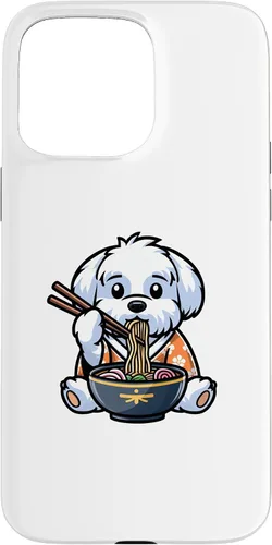 Vista 30 de Funda de comida japonesa para perro con diseño de ramen maltés para iPhone XS Max