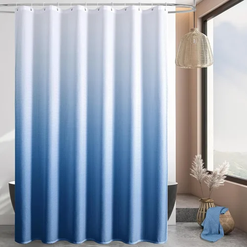 Vista 25 de MitoVilla - Cortina de ducha de tela de nido de abeja burdeos, cortinas de ducha con textura de nido de abeja modernas para decoración de lujo