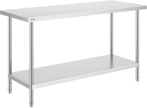 Vista 11 de VEVOR Mesa de preparación de acero inoxidable, 24 x 30 x 34 pulgadas, capacidad de carga de 700 libras, mesa de trabajo de metal resistente con 3