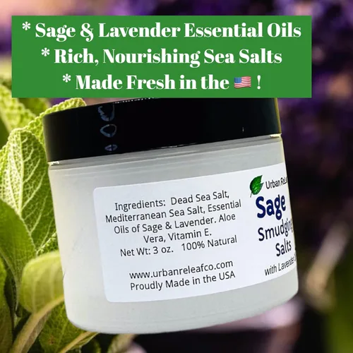 Vista 9 de Urban ReLeaf Set de aceite para manchas de salvia roll-on y sales de salvia con lavanda. Limpieza de energía limpiadora Unge Bless Protect.