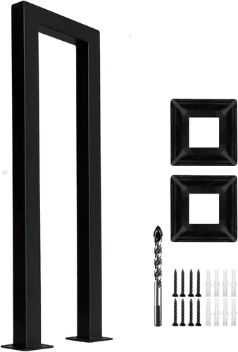 Vista 8 de Barandilla de seguridad antideslizante en forma de U blanca de 2 pies, equipada con cubierta decorativa, pasamanos de hierro industrial retro