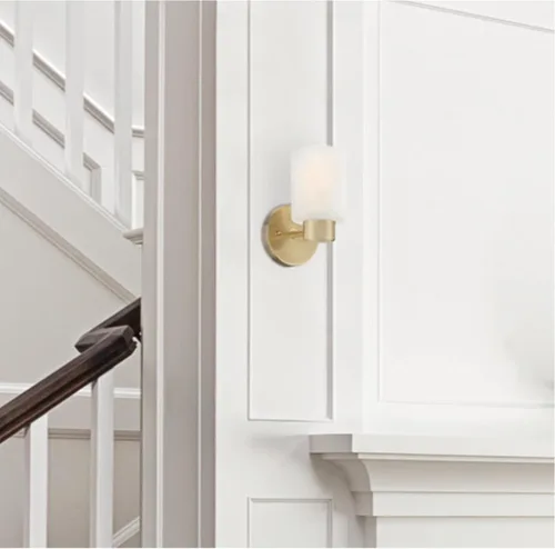 Vista 3 de Westinghouse 6126400 Sylvestre - Lámpara de pared transitoria, acabado de latón champán, vidrio esmerilado