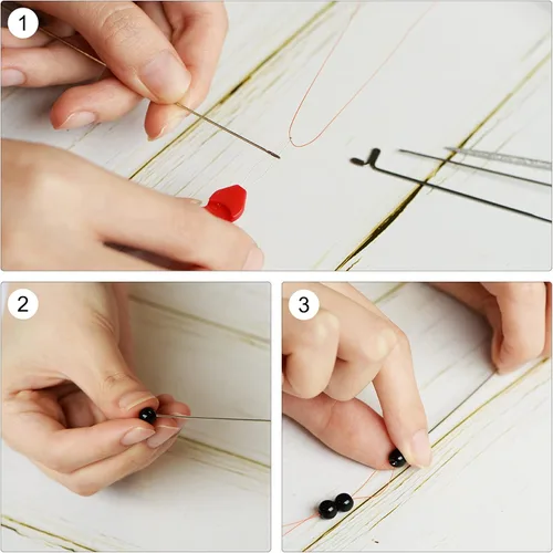 Vista 4 de uxcell 60 agujas de abalorios finas, finas, largas, rectas para bordar, de acero inoxidable, 1.26 pulgadas