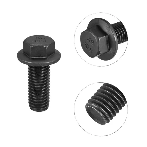 Vista 5 de uxcell Pernos de brida dentada hexagonal M14-0.079x1.378 in Tornillos de acero al carbono de grado 10.9 4pcs